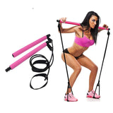 Pilates Stick Squat Training Bar with Bands